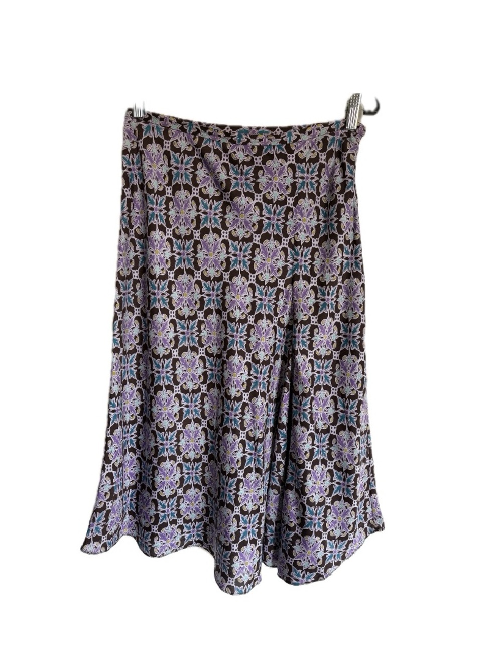 Vintage Valerie Stevens 100% Silk Slip Skirt Mosaic Tile Floral Print 8P
